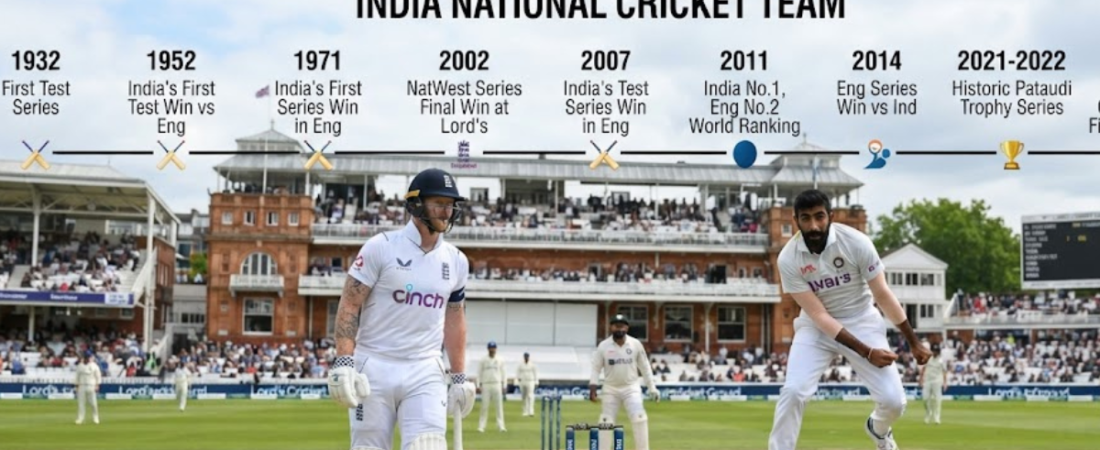 England Cricket Team vs India National Cricket Team Timeline