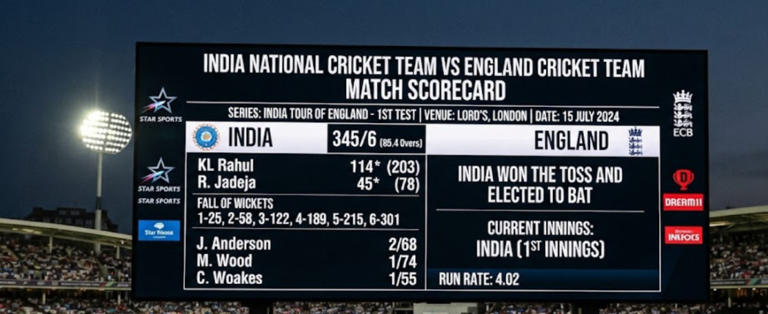 India National Cricket Team vs England Cricket Team Match Scorecard
